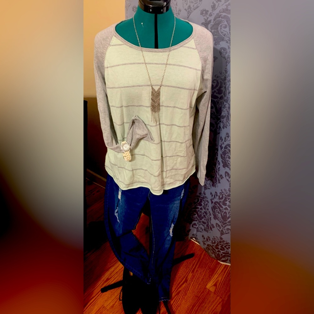 Sonoma xl mint/grey striped sweater, so soft and perfect for all year round.